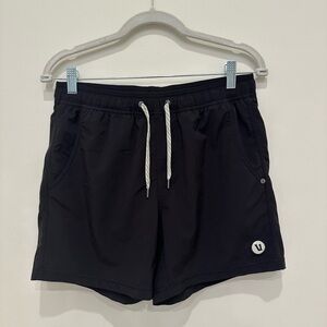 Vuori Men's Black Athletic Shorts with White Drawstring
